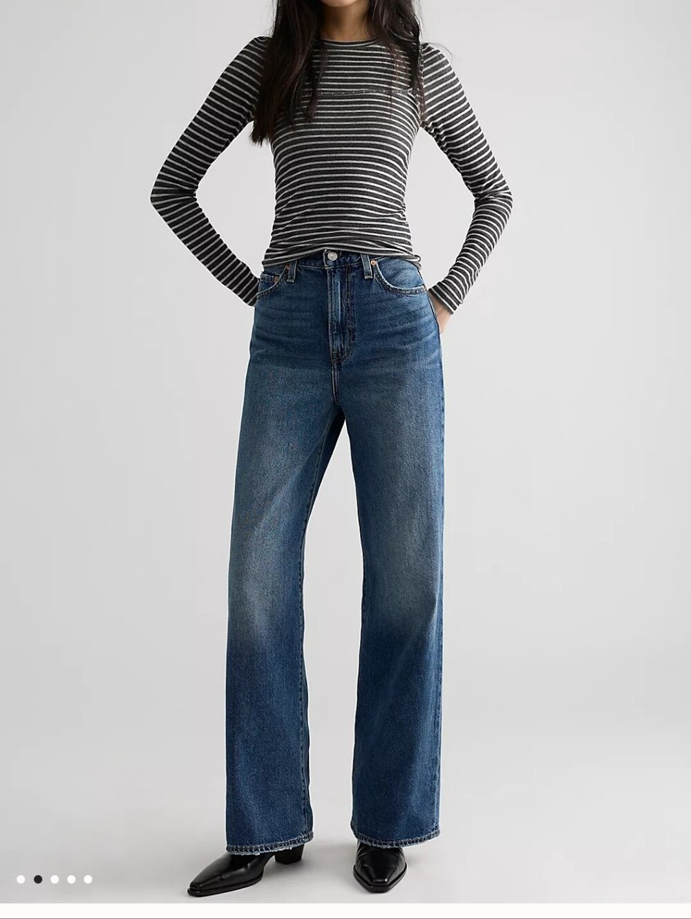 Levi's Premium Ribcage Wide Leg Jeans In Dark Wash